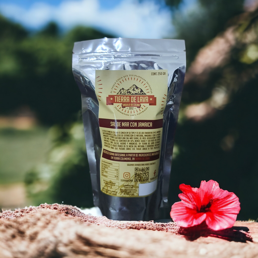 TIERRA DE LAVA - SAL DE MAR ARTESANAL CON JAMAICA - 250 GR